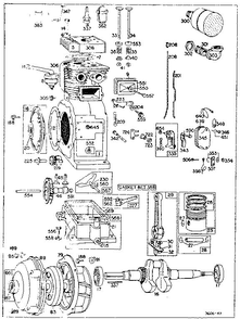 Replacement Parts Diagram and Parts List for 193401-193467 0010 - 0030 Briggs and Stratton Engine